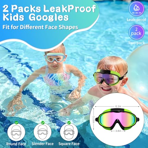 AzureWings Kids Swim Goggles Camouflage Dazzling Blue No Leak Anti-Fog UV Protection 2 Pack