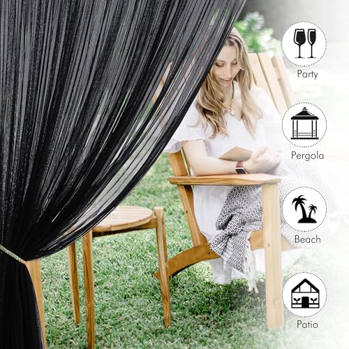 NICETOWN 2 Panels Outdoor Mosquito Curtains 118"W x 98"L Black, Rod Pocket Mesh