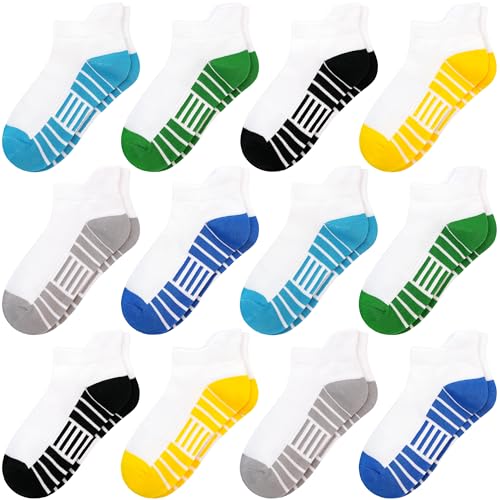 SPTRAMLE 12 Pairs Kids Athletic Socks with Tab - 5-7 Years, Multicolor #2