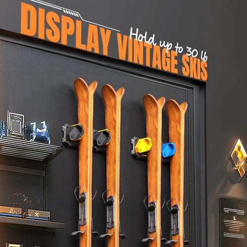 Snowboard Wall Rack - Damage-Free Storage for Skis & Boards, 4 Pack - Sunrise Orange