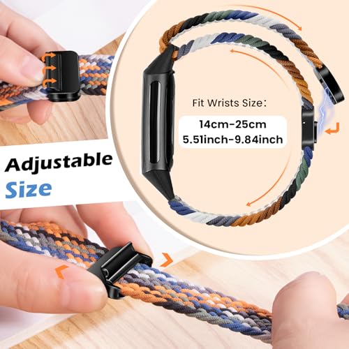 Braided Silicone Band for Fitbit Charge 6/5 - A-Black