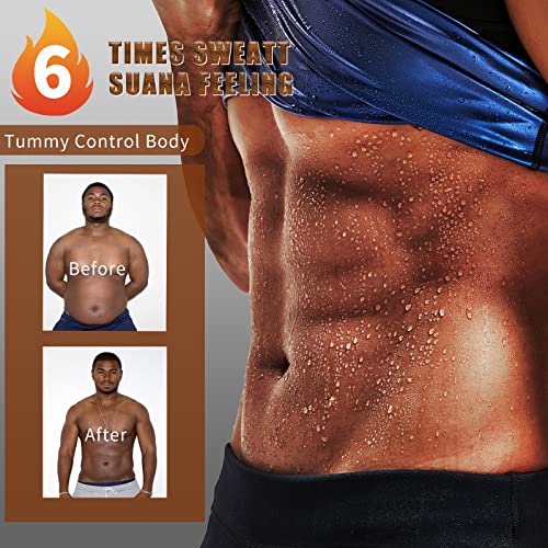 Compression Sauna Sweat Vest Tank Top for Men - Blue / Large-X-Large
