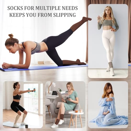 Non-Slip Slouch Socks with Grips - 3 Pairs Maillard, Size 9-11