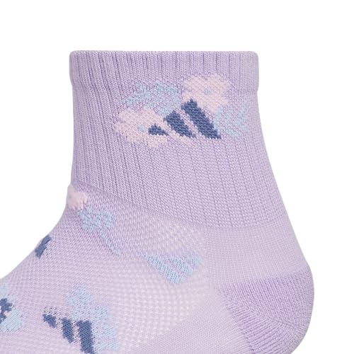 Fashion Quarter Ankle Socks for Girls - 6 Pairs - Powder Plum Purple/Glow Blue/Clear Pink