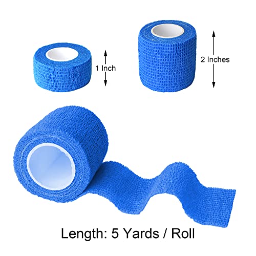 10 Pack Blue Self-Adherent Elastic Bandage Wrap - 2" & 1"