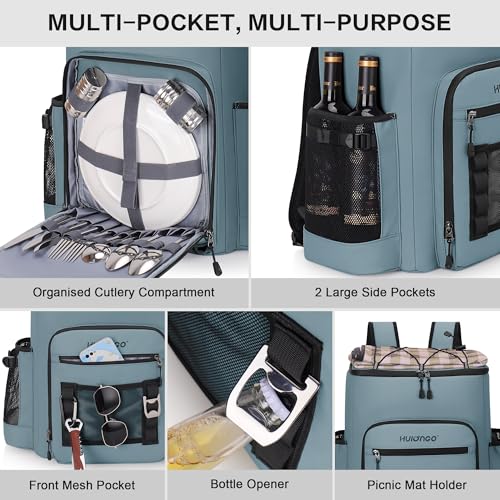 Hulongo Insulated Cooler Backpack 52-Can Capacity Light Blue 30L