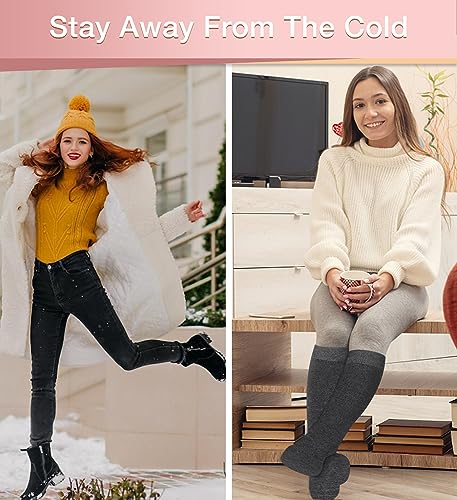 BLONGW Small-Medium Black Thermal Knee High Socks for Women Winter Hiking & Running