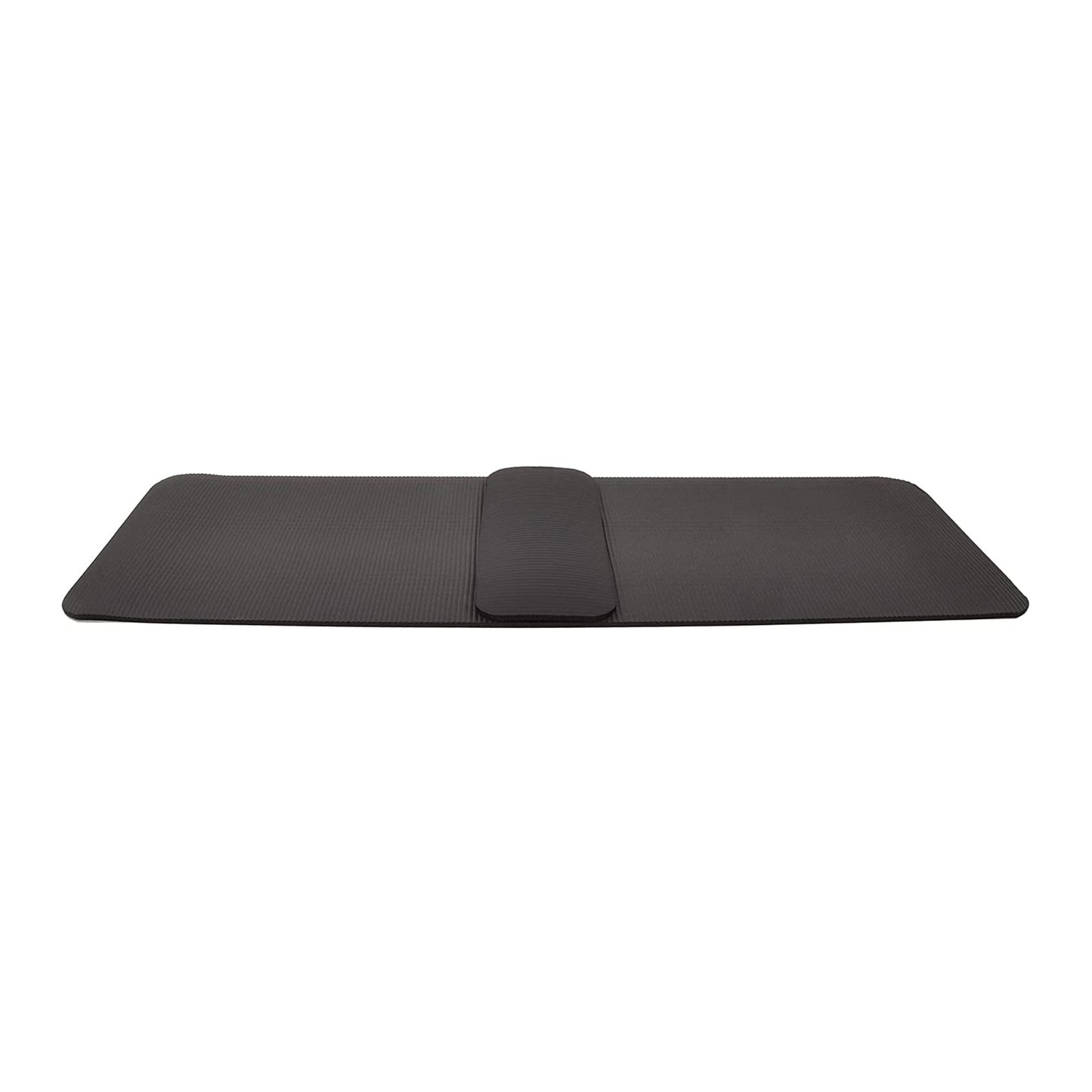 BalanceFrom Fitness GoYoga+ 71x24in Extra Thick High Density Exercise Yoga Mat w/24x10in Knee Pad & Carrying Strap, Black