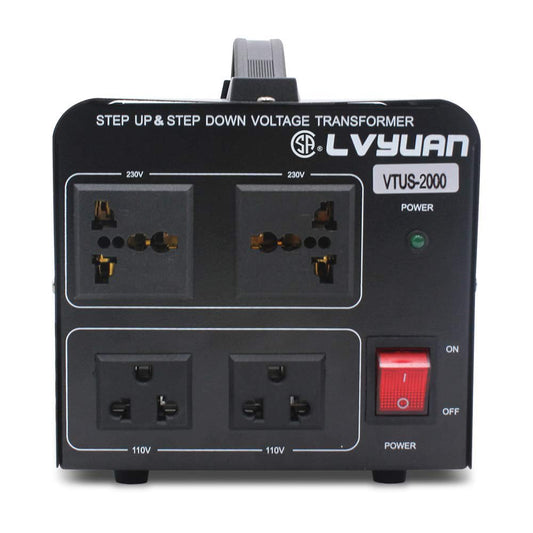 Cantonape Voltage Transformer Converter 2000 Watt Step Up/Down Convert from 110-120 Volt to 220-240 Volt and from 220-240 Volt to 110-120 Volt with 2 US Outlets, 2 Universal Outlets