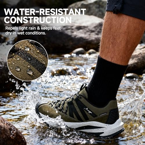 Men's Trail Running Shoes Non Slip Outdoor Hiking Sneakers - Green, Size 8.5