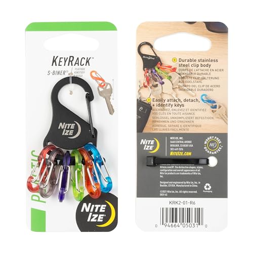 Nite IZE KeyRack Steel S-Biner Key Organizer Pack of 2 - Colorful Keychain Clips
