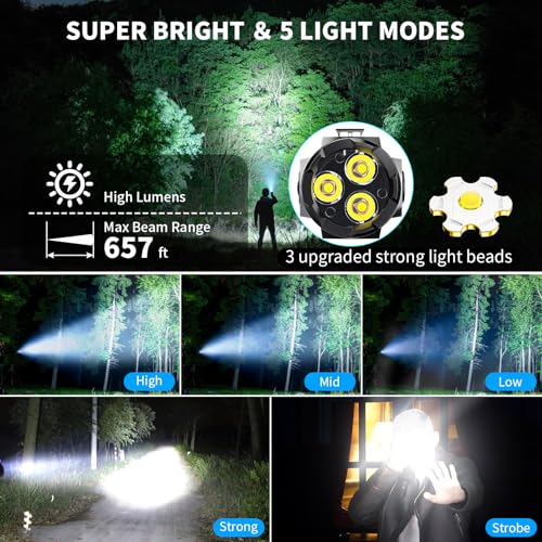 Wind&Moon Mini LED Flashlight Rechargeable, Small Bright High Lumens Powerful Pocket Flashlights with Clip, 5 Modes,Tactical Magnetic EDC Flash Light for Home,Car,Outdoor,Hiking, Emergency (2 Pack)