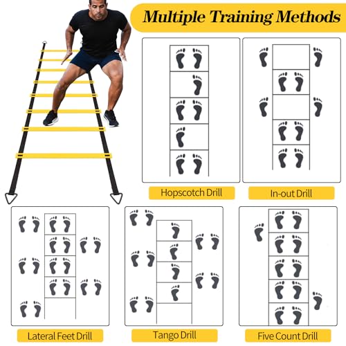 12 Rung Agility Ladder Set with Steel Stakes & Carry Bag
