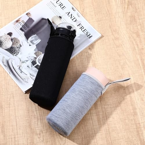 Neoprene Water Bottle Sleeve Carrier - Black & Grey, 2 Pieces