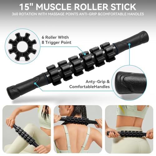 Krightlink 5-in-1 Black Foam Roller Set for Deep Tissue Muscle Massage