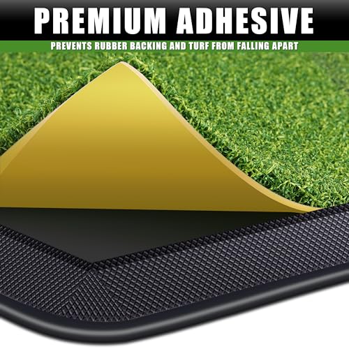 Champkey 1'5 x 1'1 Lite Golf Hitting Mat with 9 Tees & Rubber Tee Holder - Heavy-Duty Indoor/Outdoor