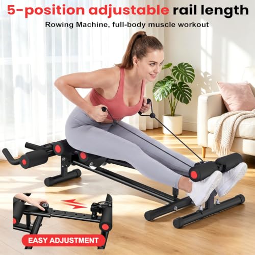 Adjustable Ab Workout Machine - 5-in-1 Home Gym Equipment - Black