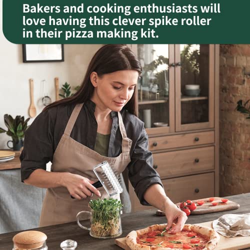 Ecavria Black Pizza Dough Docker — Premium Stainless Steel Spiked Roller