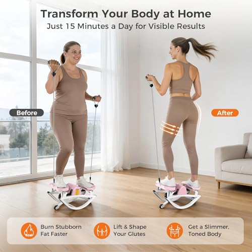 Rock Stepper with Resistance Bands & Non-Slip Mat - Pink
