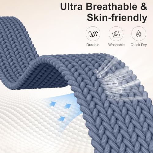 Braided Stretchy Band for Fitbit Sense/Versa - 8-Blue Gray