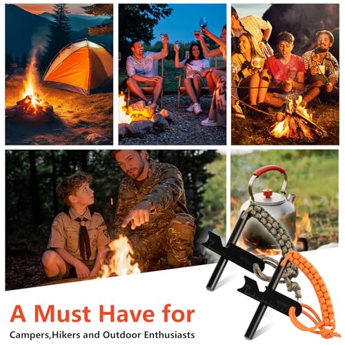 Ferro Rod Fire Starter and Striker Kit - 4 Inch - Orange