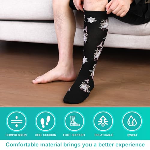 Scenicamp Large-X-Large Compression Socks for Men Women Knee High