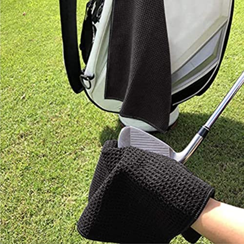 Microfiber Golf Towel and Brush Set - 16x24 Black with Carabiner