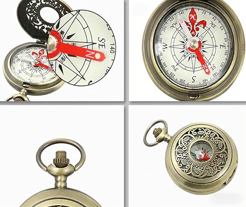 aiGear Retro Copper Alloy Hiking Compass - Portable Outdoor Navigation Tool