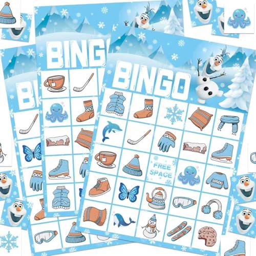 Snowman Christmas Bingo Game for 24 Players - Family Holiday Fun