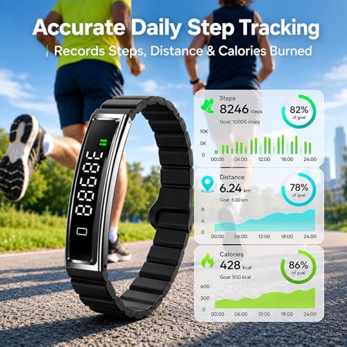 IP68 Waterproof Pedometer Bracelet - Accurate Step Counter, Black