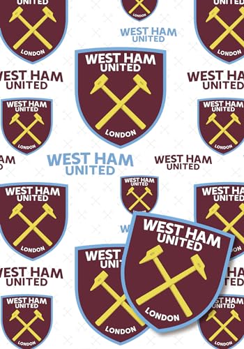 West Ham United Gift Wrap - 2 Sheets & 2 Tags - 70x50cm
