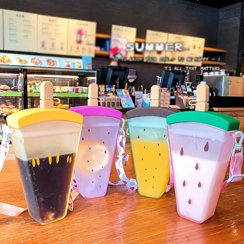 Cute Watermelon & Ice Cream 320ml Portable Water Bottle with Straw for Girls