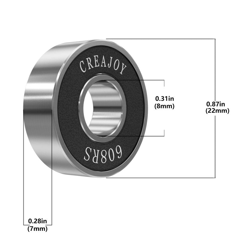 CREAJOY Skateboard Wheels, 52mm 95a, Set of 4 with Bearings (Black)