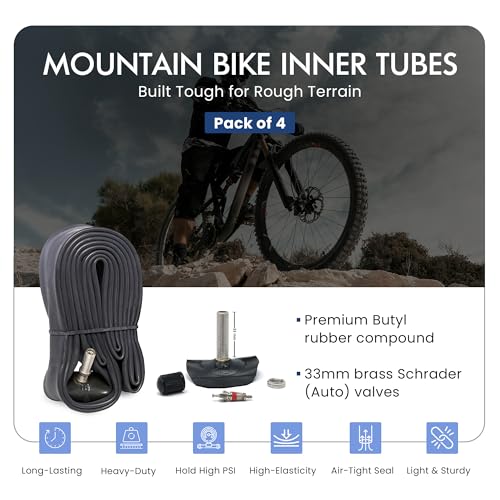 VeloTubes Mountain Bike Inner Tube 27.5" Schrader Valve 2.1/2.4 - 4 Pack