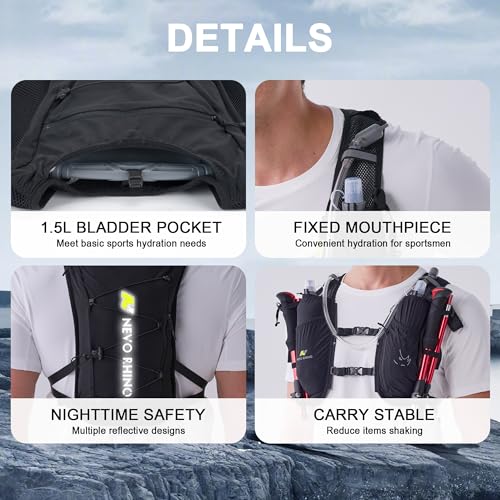 N NEVO RHINO Black 5.5L Running Hydration Vest with 1.5L Water Bladder