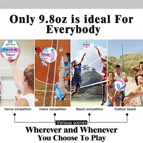 Wisdom Leaves Official Size 5 Volleyball - White/Blue/Pink, Indoor/Outdoor Beach Play