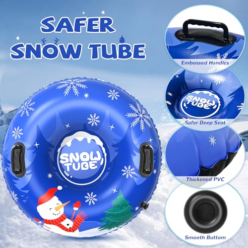 36'' Inflatable Snow Tube - Snowman Design, Set of 3 - Blue, Pink, Purple