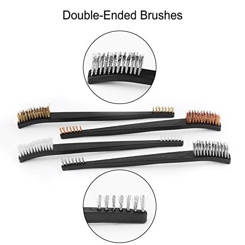 Gun Cleaning Tools Kit - 4 Brushes & 4 Plastic Picks - Black