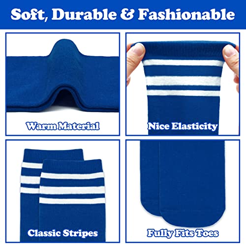 Kids Soccer Socks - Toddler Knee High Tube Socks, Blue/White (3-6 Years)