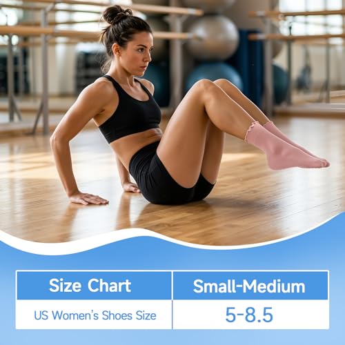 Non-Slip Pilates Grip Socks for Women - Blue, Green, Pink, White, Purple