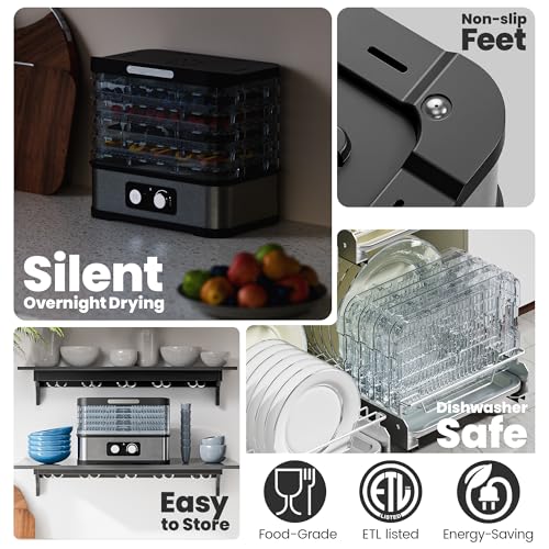 Konfintos Black Small Food Dehydrator for Jerky, Fruit, Herbs & Pet Treats