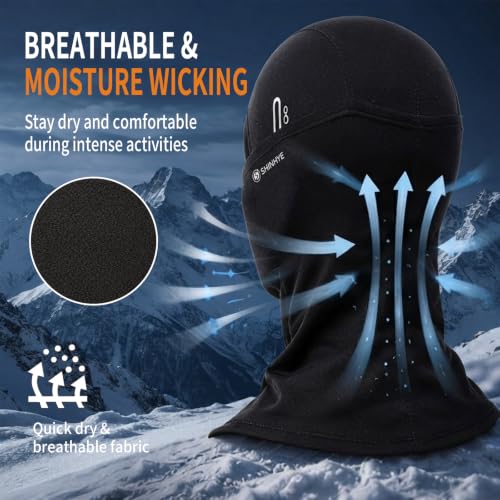 ShinHye Black Balaclava Ski Mask for Men & Women - Winter Windproof Thermal Face Cover