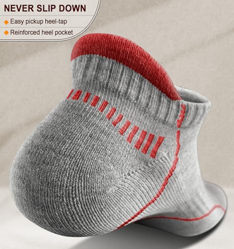 Men's Athletic Ankle Socks - 4 Pairs Cushioned Arch Support - Gray Heather