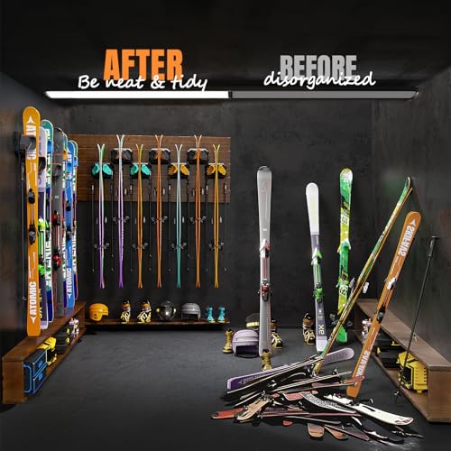 Snowboard Wall Rack - Damage-Free Storage for Skis & Boards, 4 Pack - Sunrise Orange