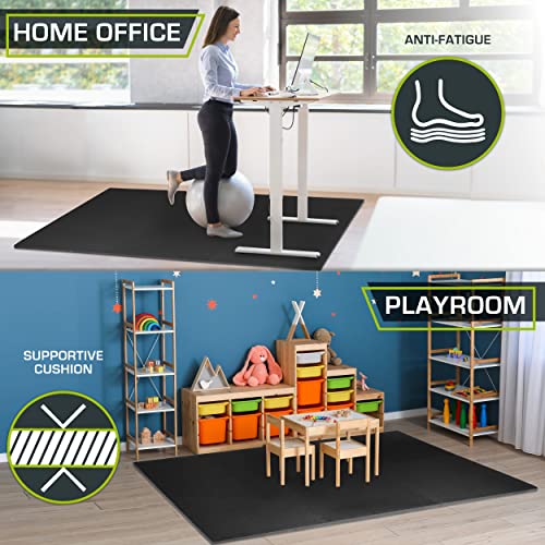 Extra Thick Exercise Puzzle Mat ¾-Inch - Black, 6 Tiles (24 SQ FT)