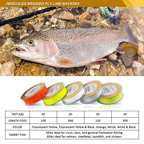20LB Braided Fly Line Backing - 100Yds in White & Black