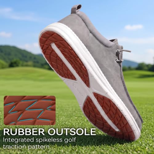 CENNID Men's Wide Spikeless Golf Shoes Slip On Loafers 9.5 Wide – Grey