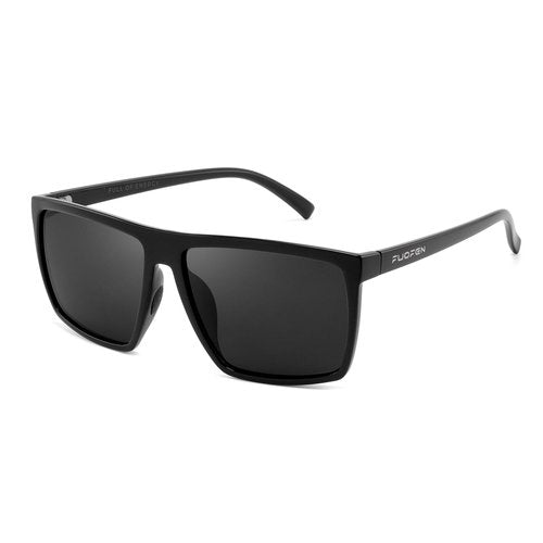 FUOFEN Light Weight Rectangular Polarized Sports Sunglasses with nose pads for Men Women Cycling Driving Fishing UV400 Protection Black sunnies