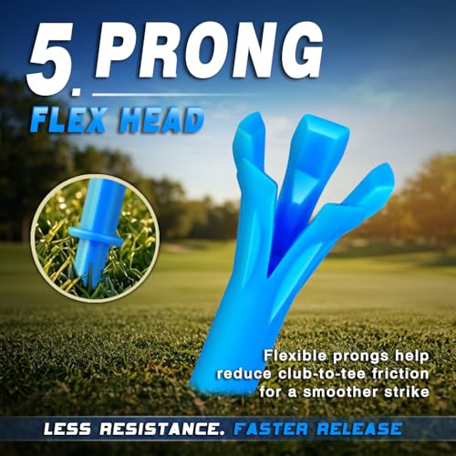 Blue 150 Pack Golf Tees 3-1/4" & 1-1/2" with 5-Prong Head - Stable Low-Resistance Practice & Driver Tees