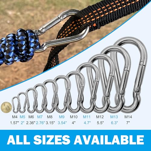 Heavy Duty 304 Stainless Steel Carabiners - 6-Pack, 2.36" (M6)
